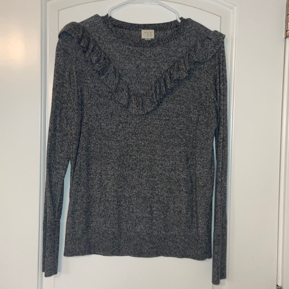 A New Day Dark Grey Ruffle Sweater